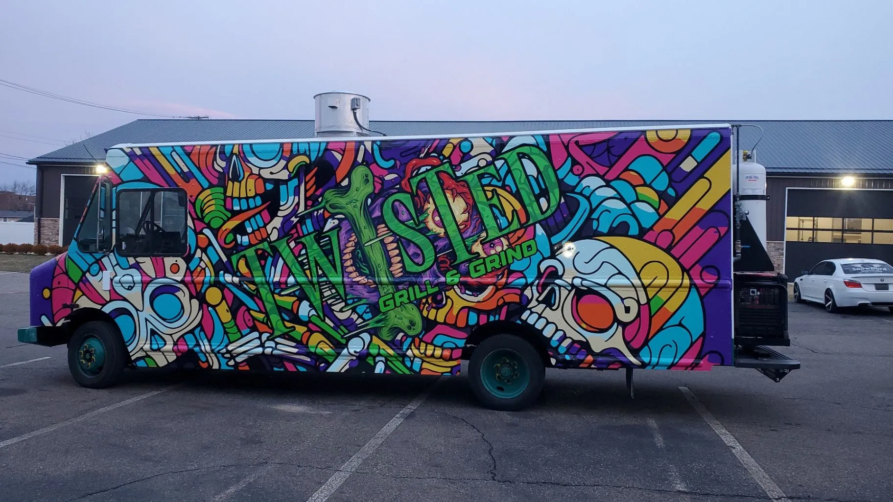 Custom graphics on a wrapped trailer